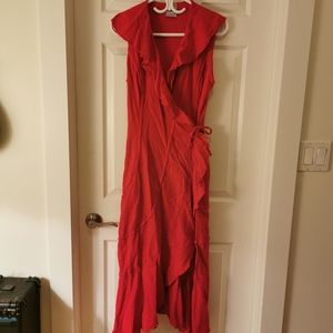 Red Cotton Wrap dress made in Mexico